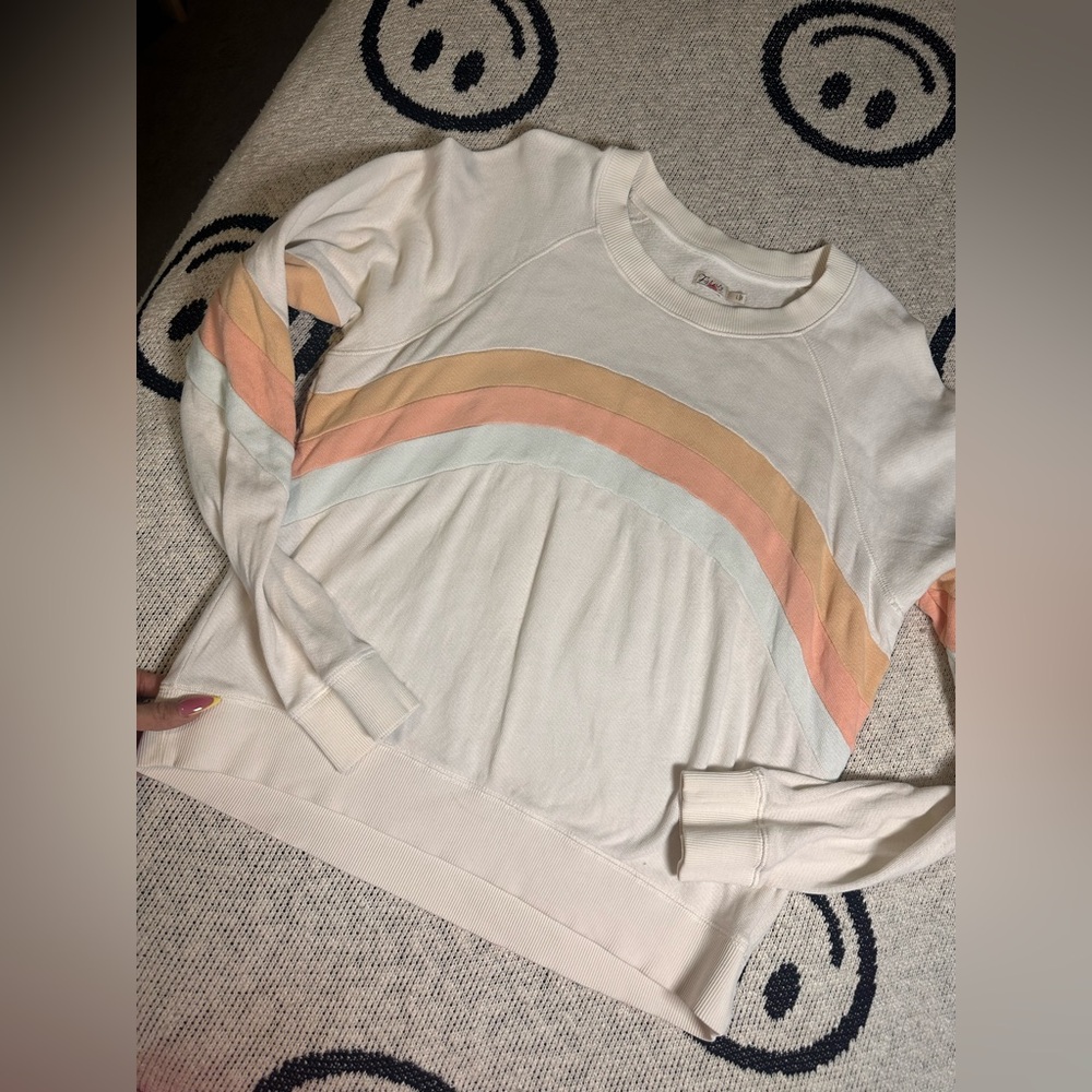 Faherty Women's Cream Sweatshirt with Rainbow Stripes - Picture 6 of 10